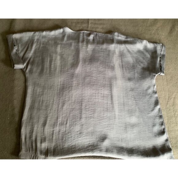 Liz Claiborne Black Floral Short Sleeve High-Low Blouse Womens Size Large - Picture 8 of 9